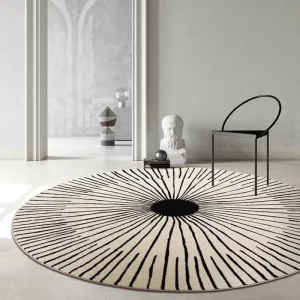 Modern Simple Style Living Room Round Carpet Home Chair Mat Decoration Striped Large Area Rugs Bedroom Bed End Soft Floor Mats
